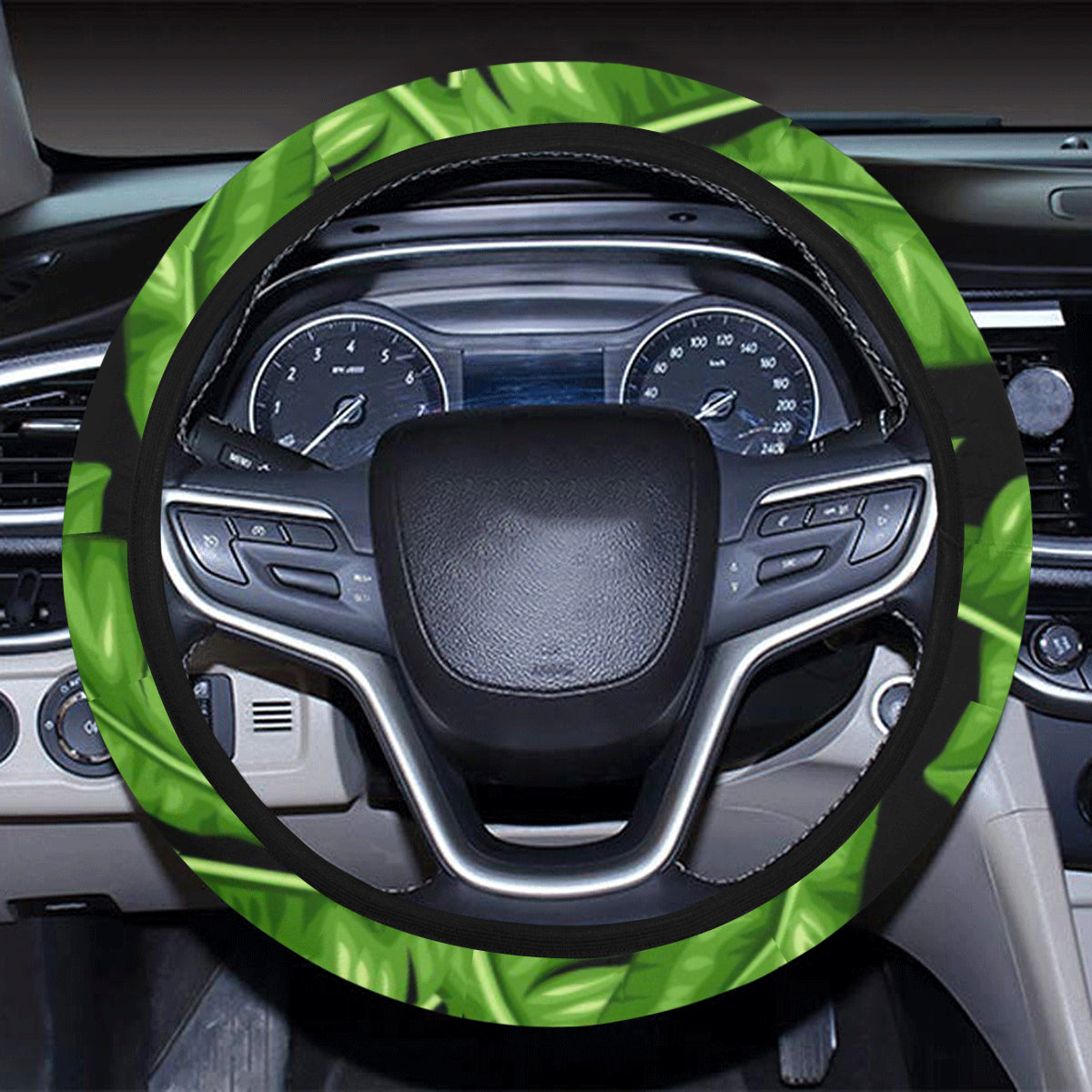 Banana Leaf Pattern Print Design BL01 Steering Wheel Cover with Elastic Edge