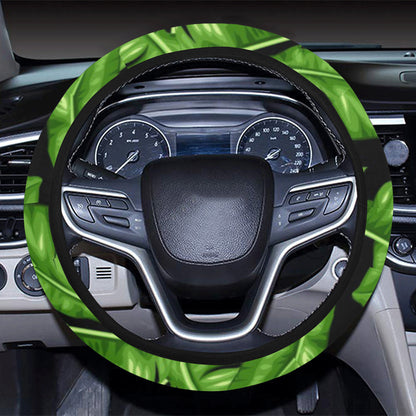 Banana Leaf Pattern Print Design BL01 Steering Wheel Cover with Elastic Edge