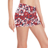 Red Hibiscus Pattern Print Design HB01 Yoga Shorts