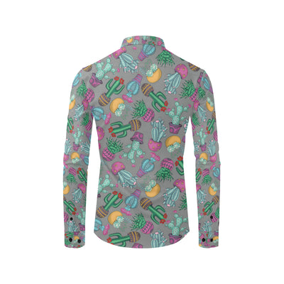 Cactus Colorful Print Pattern Men's Long Sleeve Shirt