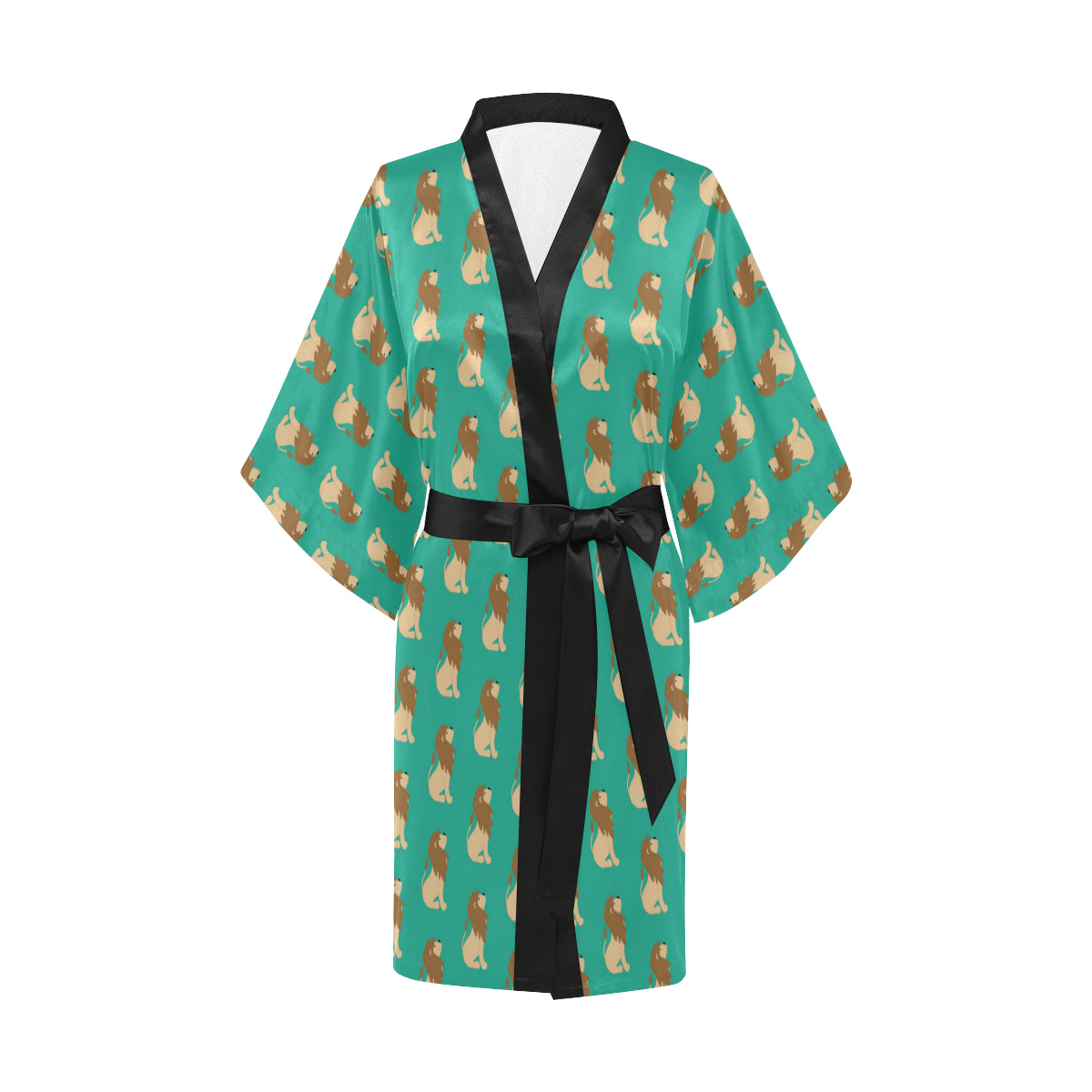 Lion Pattern Print Design 02 Women's Short Kimono
