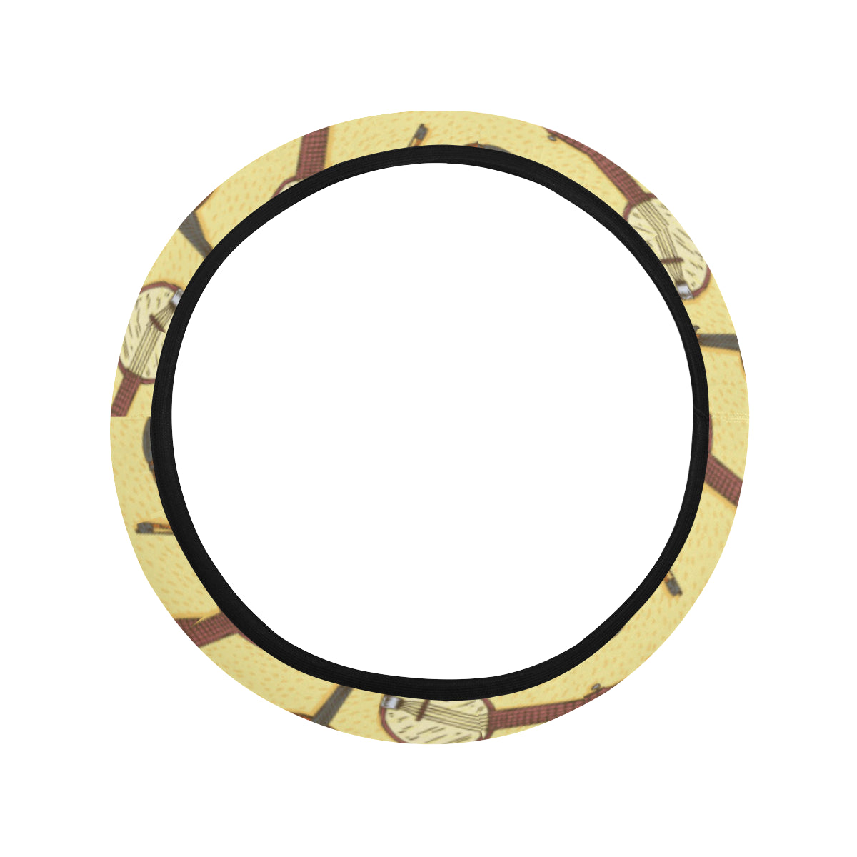 Banjo Violin Pattern Print Design 01 Steering Wheel Cover with Elastic Edge