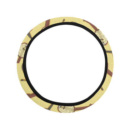 Banjo Violin Pattern Print Design 01 Steering Wheel Cover with Elastic Edge