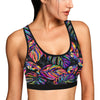 Neon Color Tropical Palm Leaves Sports Bra