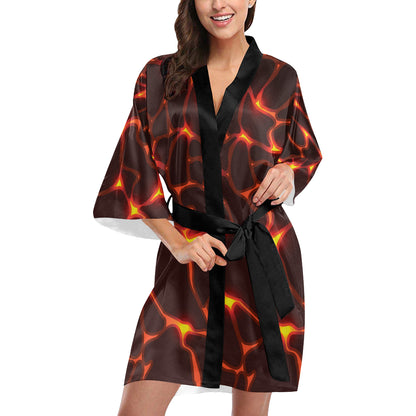 Lava Pattern Print Design 02 Women's Short Kimono
