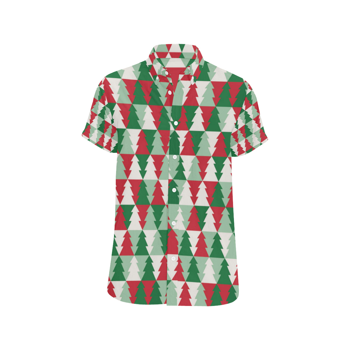 Christmas Tree Pattern Print Design 01 Men's Short Sleeve Button Up Shirt