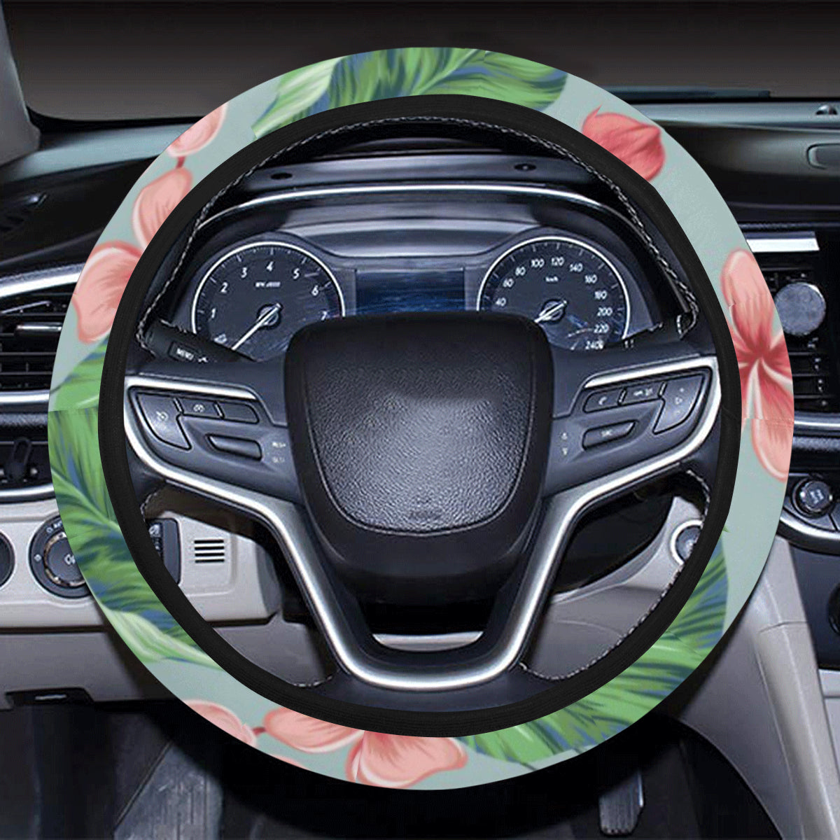 Plumeria Pattern Print Design PM027 Steering Wheel Cover with Elastic Edge