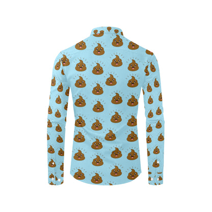Poop Emoji Pattern Print Design A03 Men's Long Sleeve Shirt