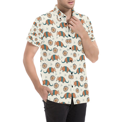 Armadillo Pattern Print Design 02 Men's Short Sleeve Button Up Shirt