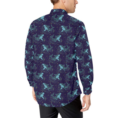 Shark Themed Print Men's Long Sleeve Shirt