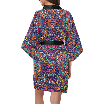 Boho Pattern Print Design 06 Women's Short Kimono