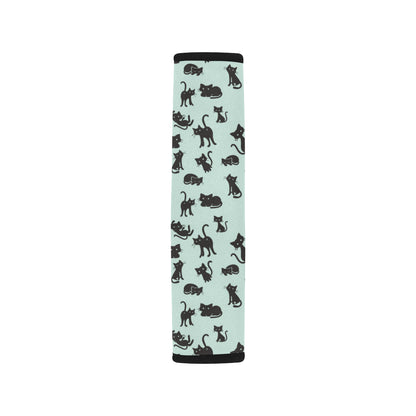 Black Cat Pattern Print Design 04 Car Seat Belt Cover