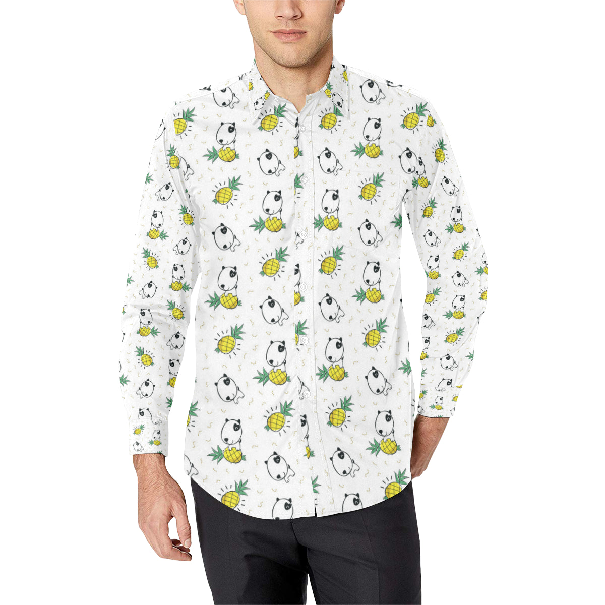 Bull Terriers Pattern Print Design 05 Men's Long Sleeve Shirt