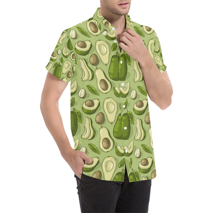 Avocado Pattern Print Design AC03 Men's Short Sleeve Button Up Shirt