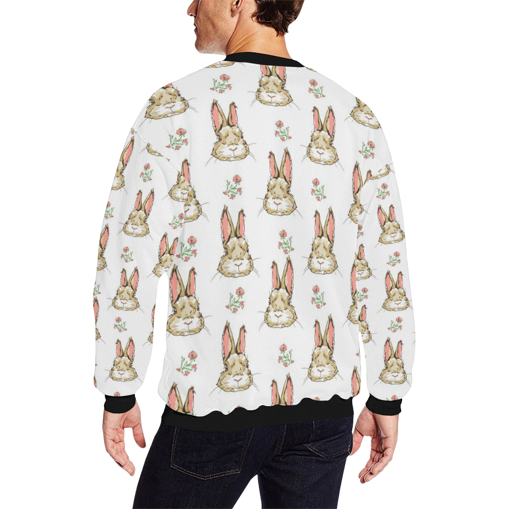 Rabbit Pattern Print Design RB09 Men Long Sleeve Sweatshirt