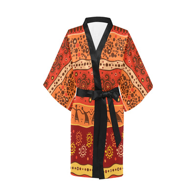 African Pattern Print Design 04 Women's Short Kimono