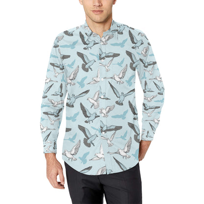 Pigeon Pattern Print Design 03 Men's Long Sleeve Shirt
