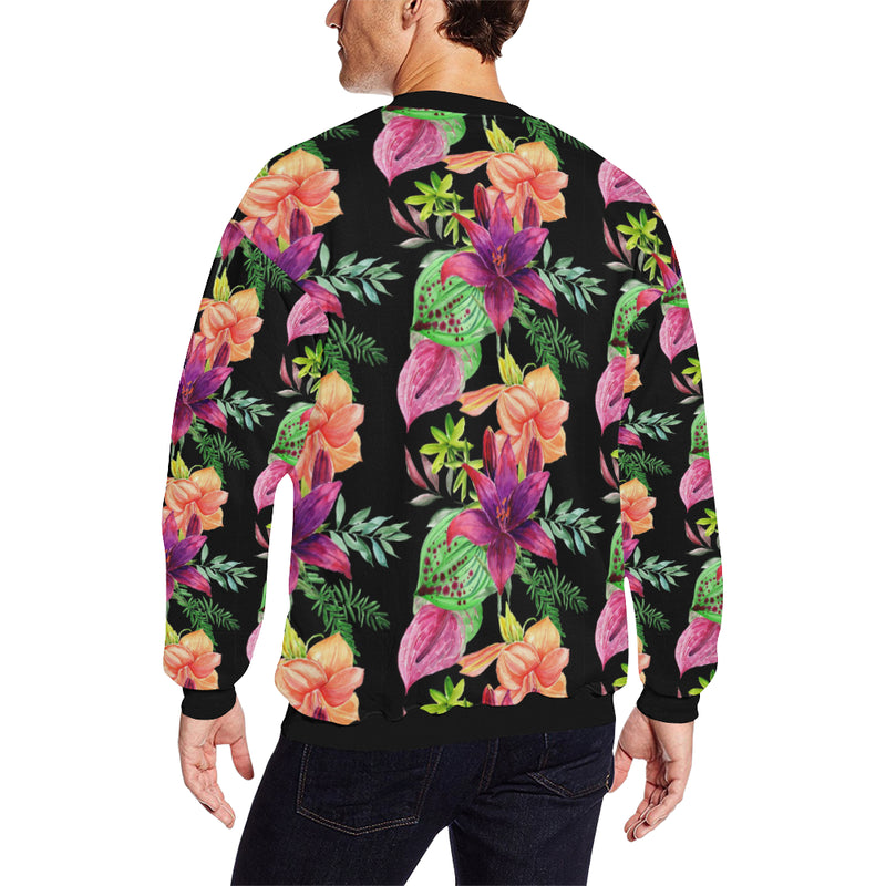 Amaryllis Pattern Print Design AL09 Men Long Sleeve Sweatshirt