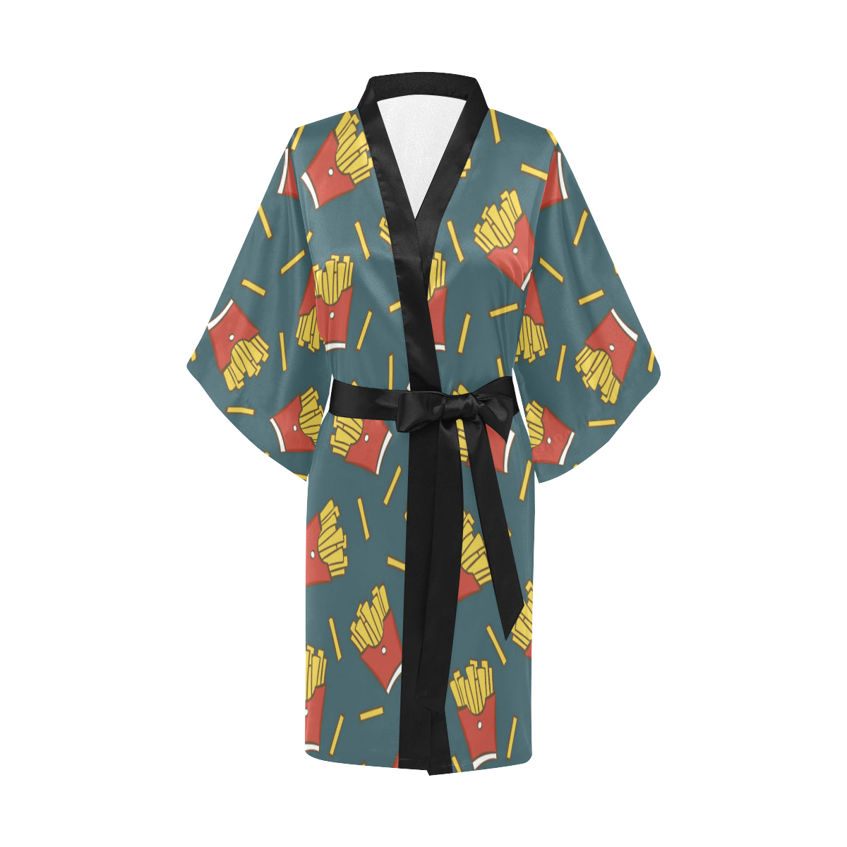 French Fried Pattern Print Design 04 Women's Short Kimono