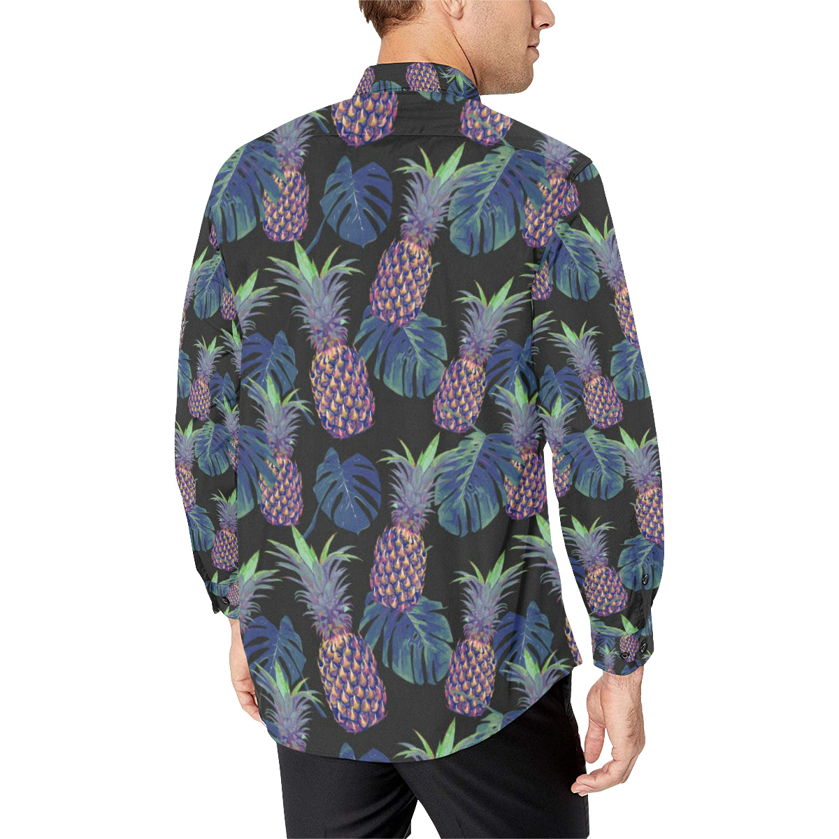 Pineapple Pattern Print Design PP04 Men's Long Sleeve Shirt