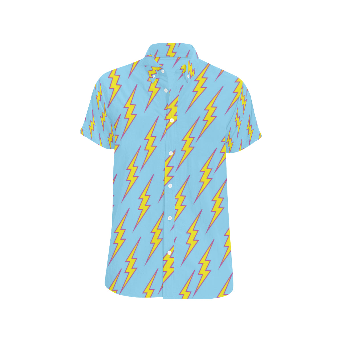 Lightning Thunder Pattern Print Design 02 Men's Short Sleeve Button Up Shirt