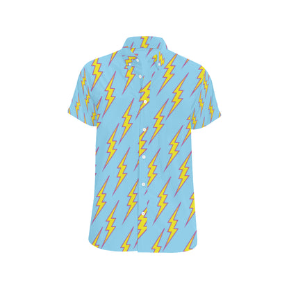 Lightning Thunder Pattern Print Design 02 Men's Short Sleeve Button Up Shirt