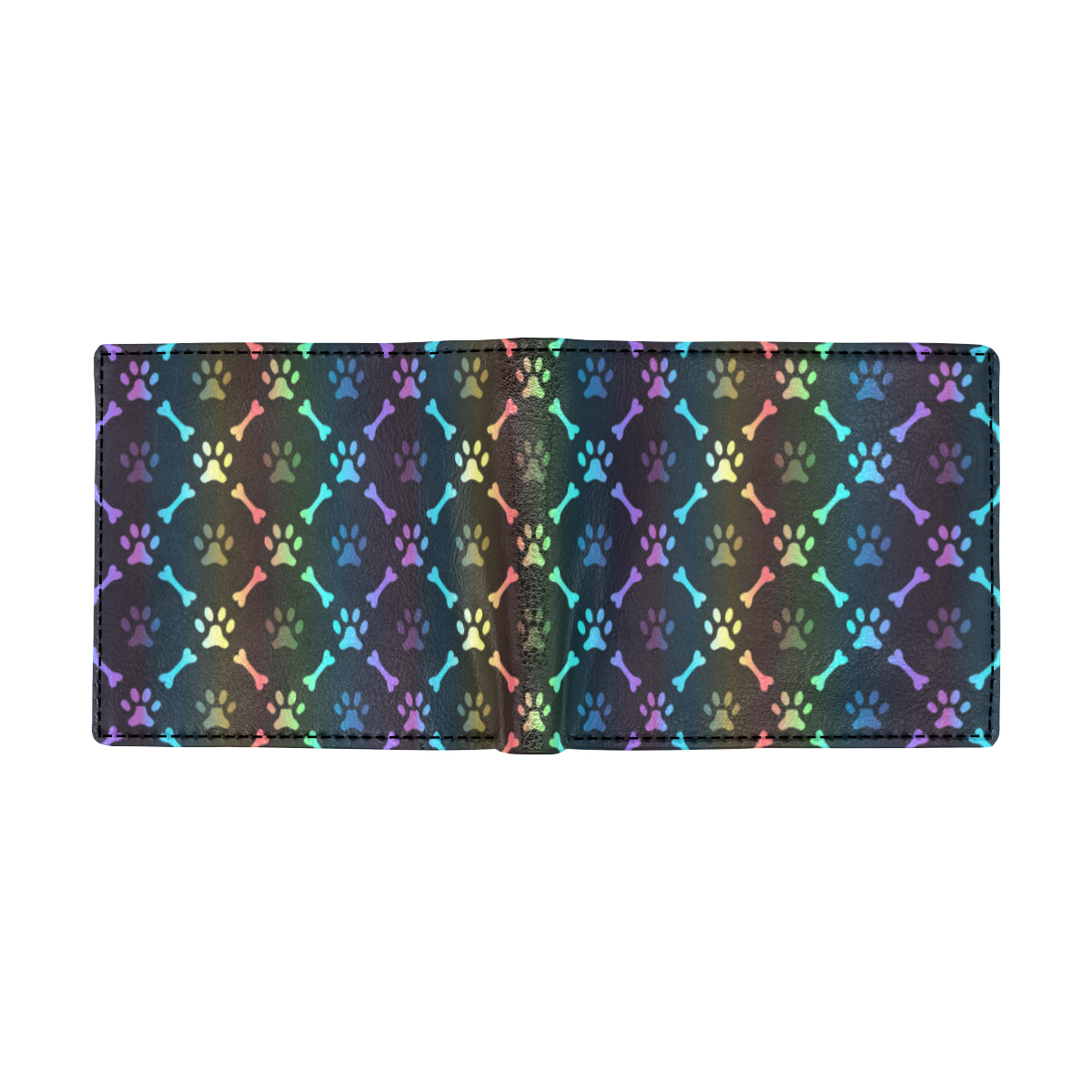 Paw Rainbow Pattern Print Design A01 Men's ID Card Wallet