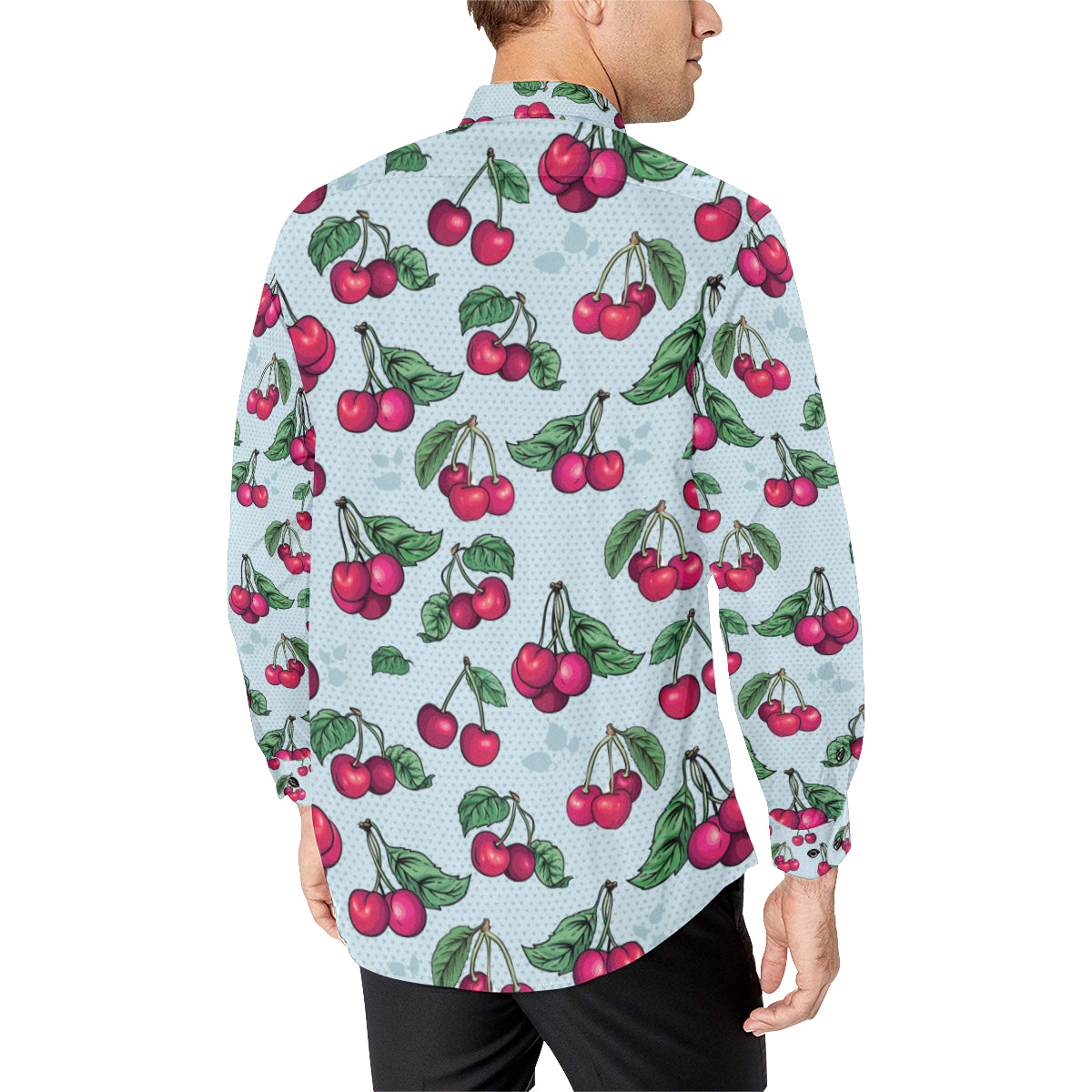 Cherry Pattern Print Design CH01 Men's Long Sleeve Shirt