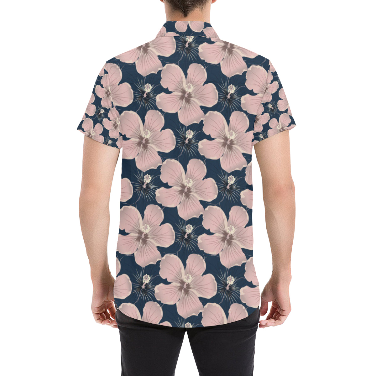 Plumeria Pattern Print Design PM018 Men's Short Sleeve Button Up Shirt