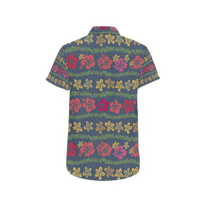 Hawaiian Themed Pattern Print Design H018 Men's Short Sleeve Button Up Shirt