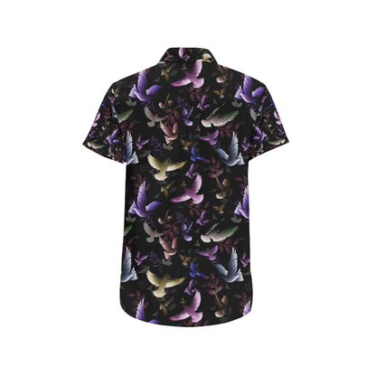 Pigeon Pattern Print Design 01 Men's Short Sleeve Button Up Shirt