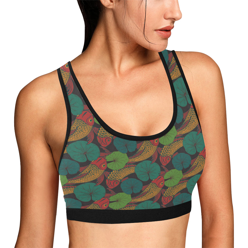 KOI Fish Pattern Print Design 01 Sports Bra