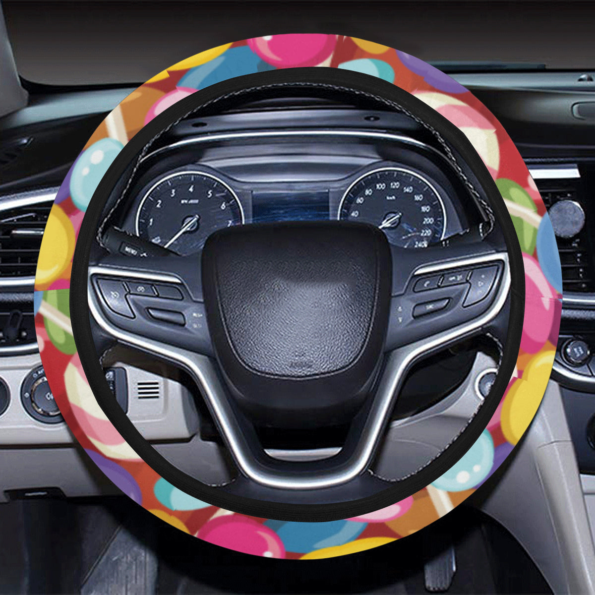 Candy Pattern Print Design 02 Steering Wheel Cover with Elastic Edge