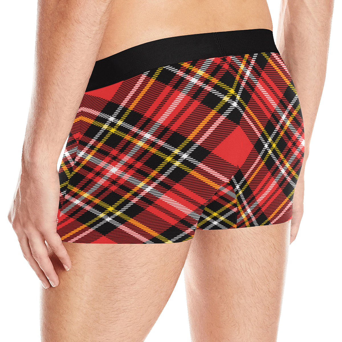 Plaid Red Pattern Print Design A03 Men's Boxer Briefs