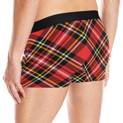 Plaid Red Pattern Print Design A03 Men's Boxer Briefs