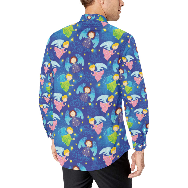 Angel Little Pattern Print Design 02 Men's Long Sleeve Shirt