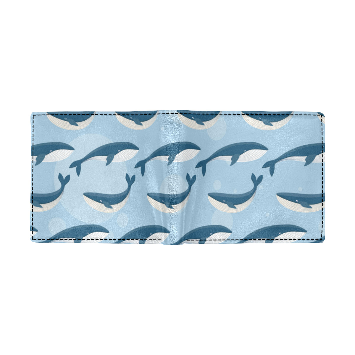Blue Whale Pattern Print Design 02 Men's ID Card Wallet