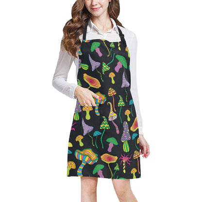 Psychedelic Mushroom Pattern Print Design A02 Apron with Pocket