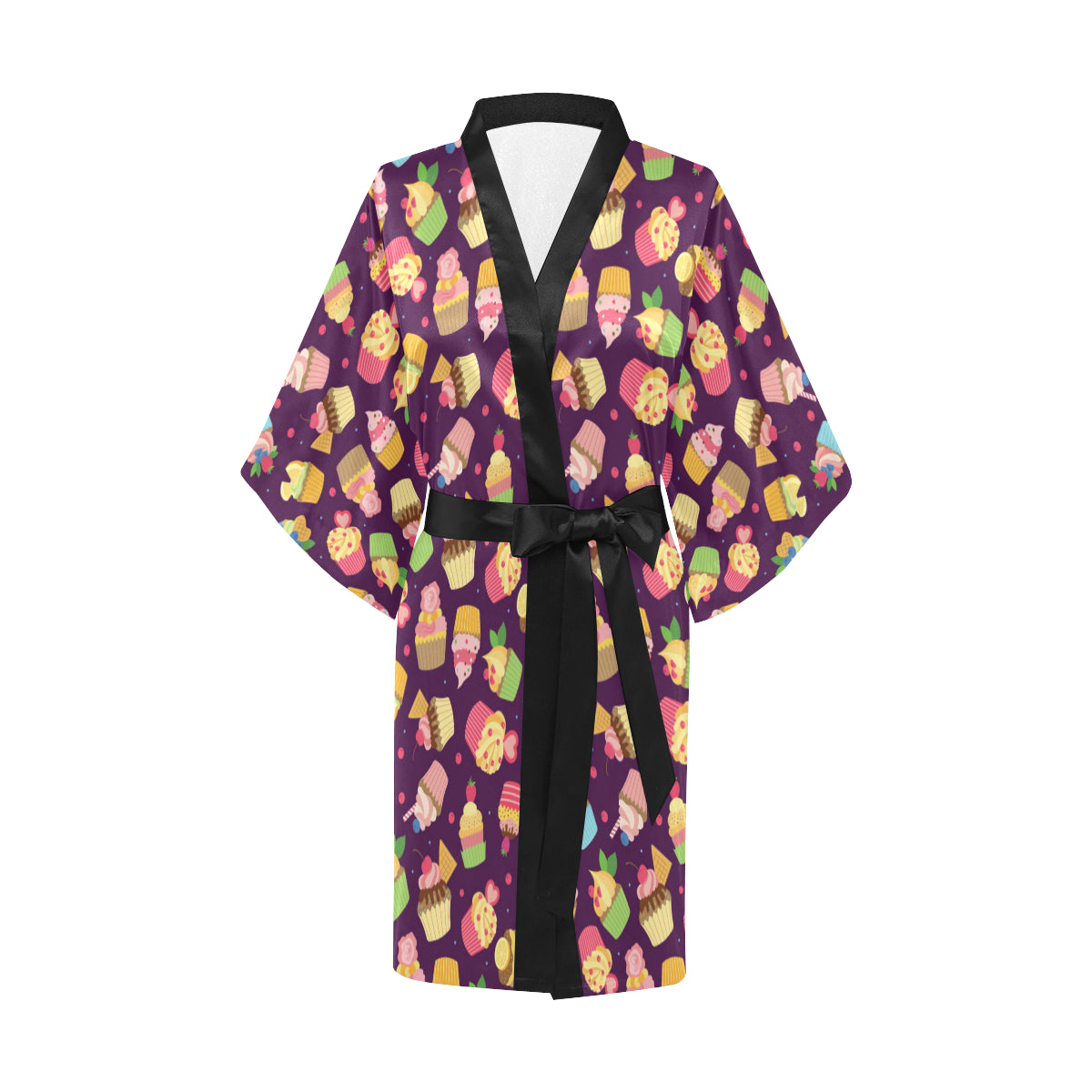 Cupcake Pattern Print Design 05 Women's Short Kimono