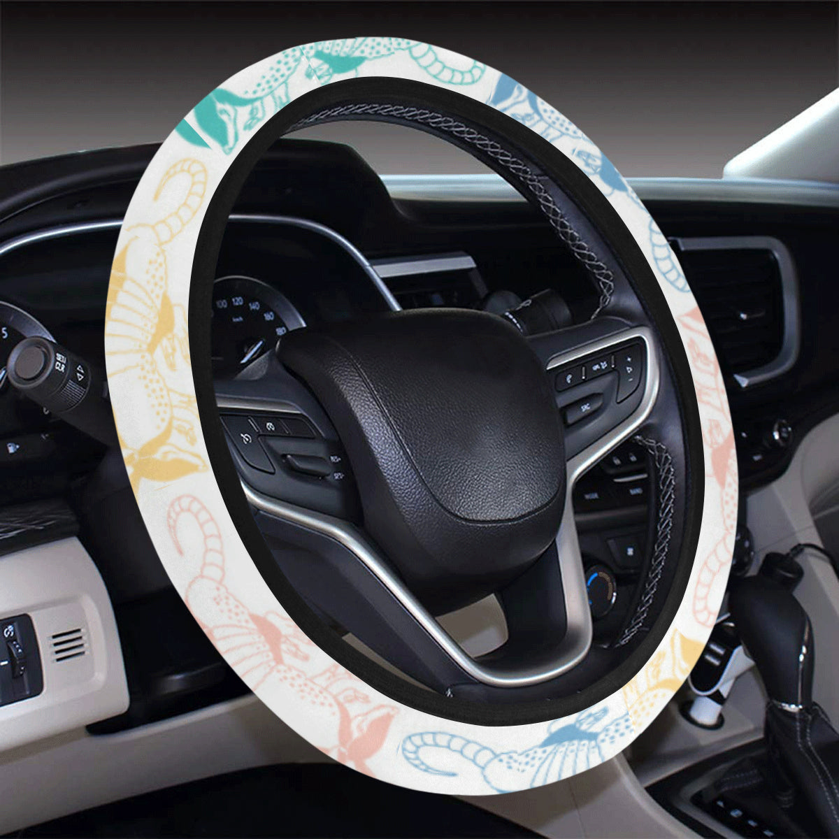 Armadillo Pattern Print Design 05 Steering Wheel Cover with Elastic Edge