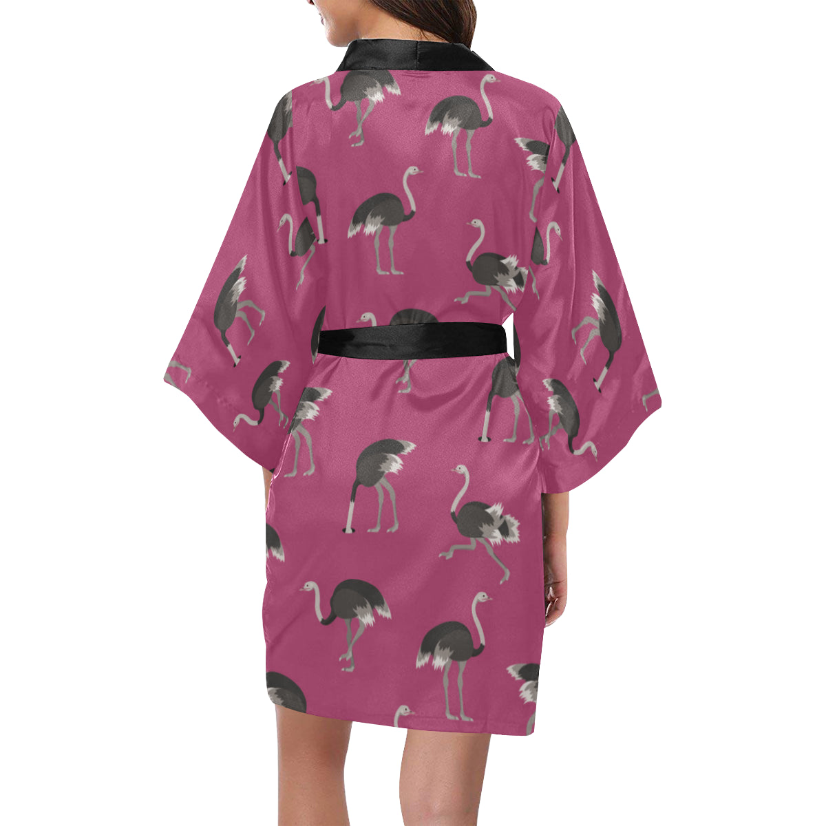 Emu Pattern Print Design 02 Women's Short Kimono
