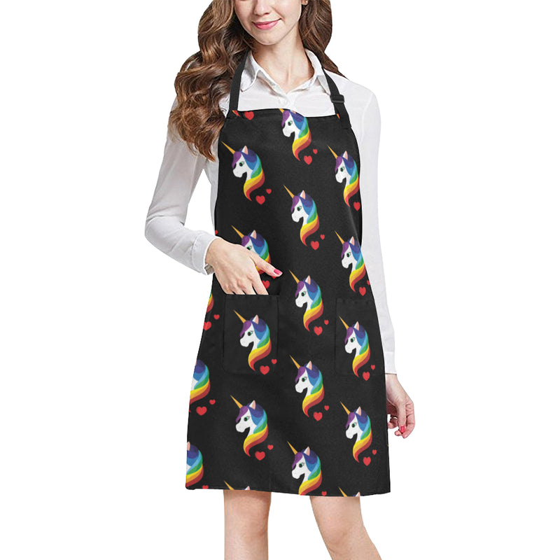 Rainbow Unicorn Pattern Print Design A03 Apron with Pocket