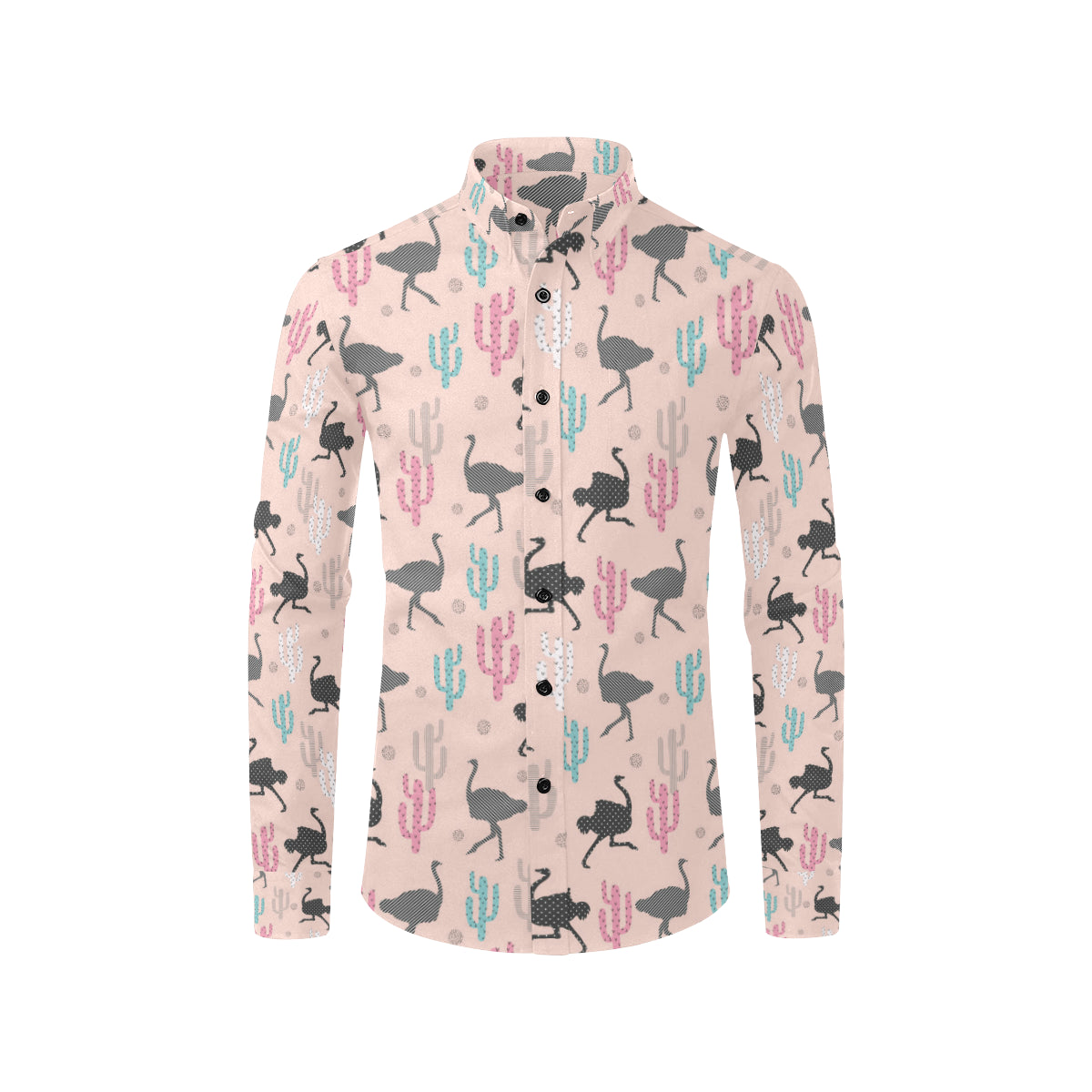 Ostrich Pattern Print Design 03 Men's Long Sleeve Shirt