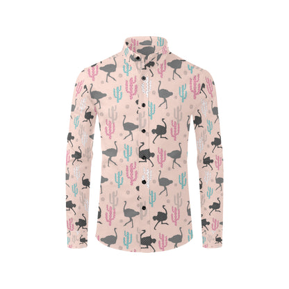 Ostrich Pattern Print Design 03 Men's Long Sleeve Shirt