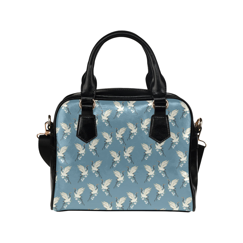 Crane Pattern Print Design 05 Shoulder Handbag