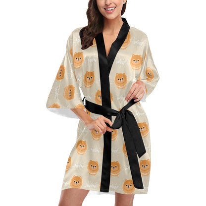 Pomeranians Pattern Print Design A04 Women's Short Kimono