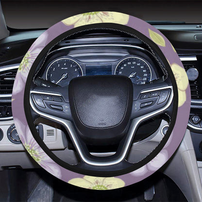 Anemone Pattern Print Design AM013 Steering Wheel Cover with Elastic Edge