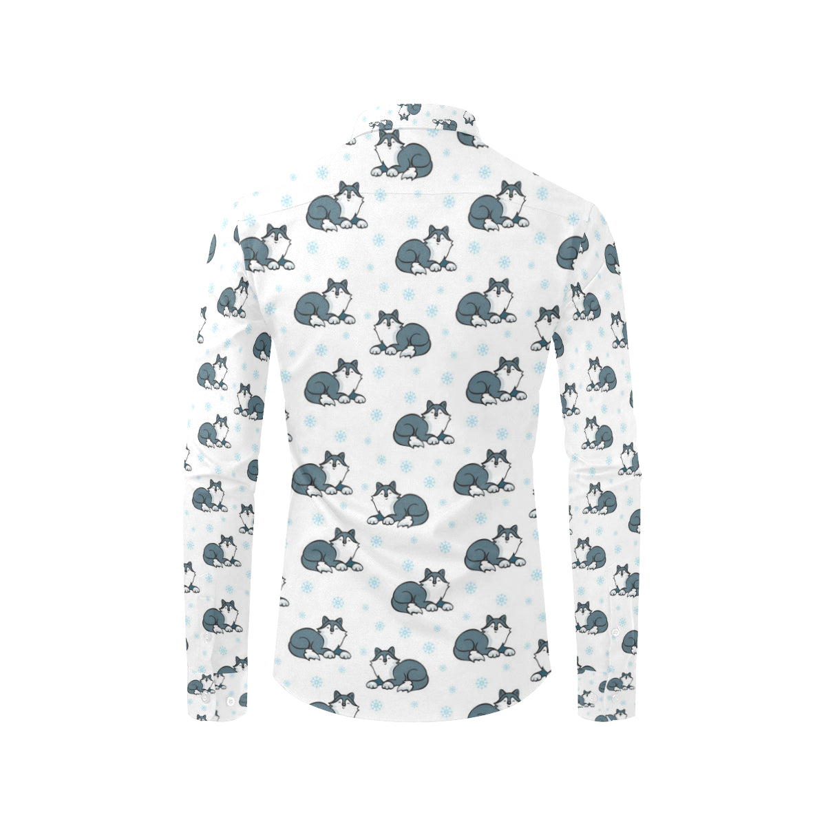 Alaskan Malamute Pattern Print Design 03 Men's Long Sleeve Shirt