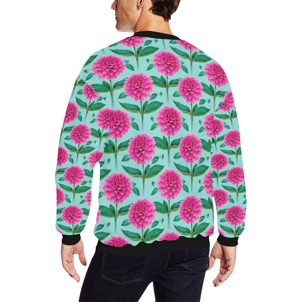 Dahlia Pattern Print Design DH08 Men Long Sleeve Sweatshirt
