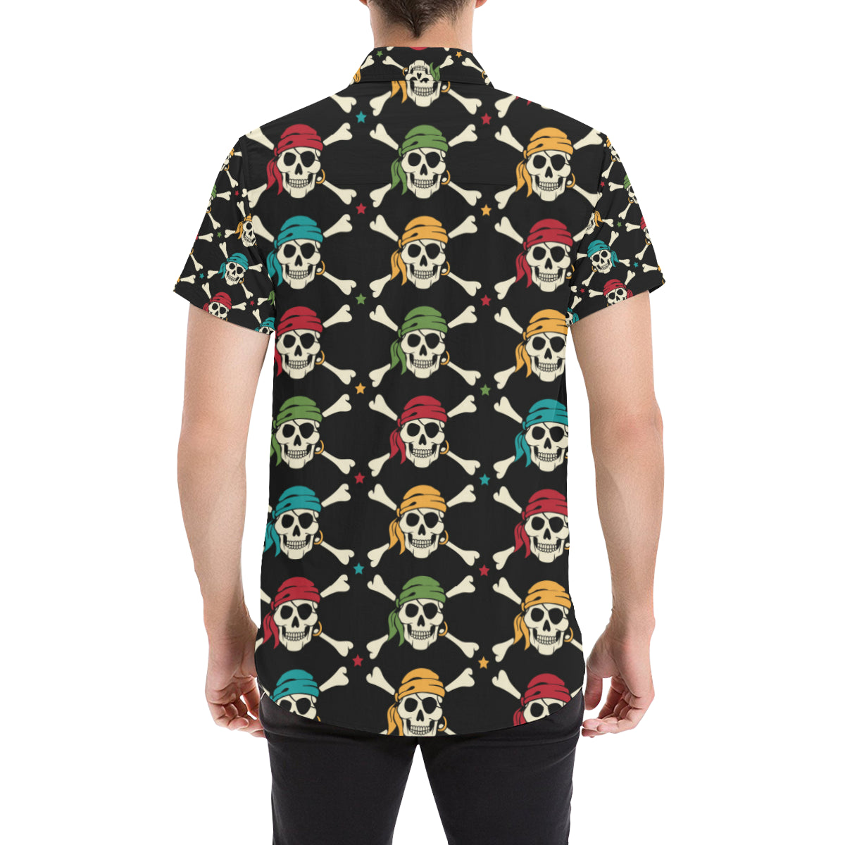 Pirate Pattern Print Design A01 Men's Short Sleeve Button Up Shirt